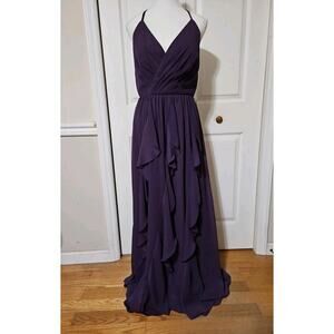 White by Vera Wang Formal Gown Sz. 6 Amethyst Ruffles Lining Floor Length Bridal